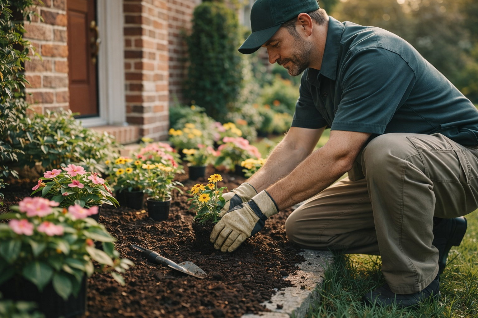 Landscaping contractor at work