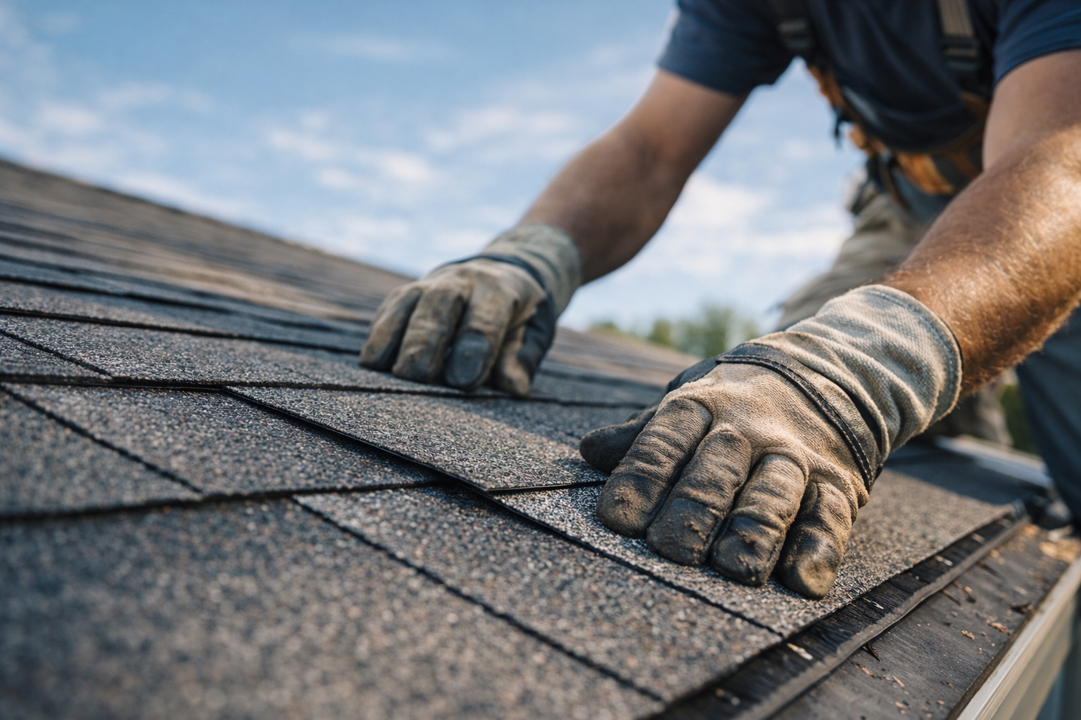 Roofing contractor at work